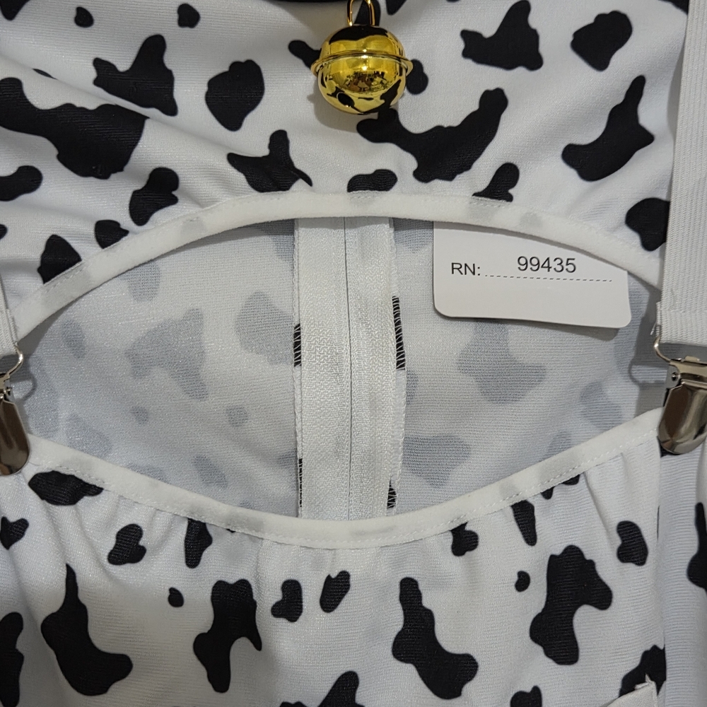 Fashion Nova Women's Cow Queen 5 Pc Dress Halloween Costume Set White/Black M/L - Picture 8 of 13